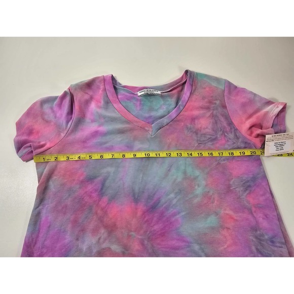 NWT botique Giddy up glamor size large L tie dye pink v neck short sleeve - Picture 6 of 8